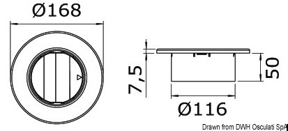 Изображение Вентиляционная решетка 163 мм, задняя сторона с патрубком 50 мм (выступающий) (53.301.77)